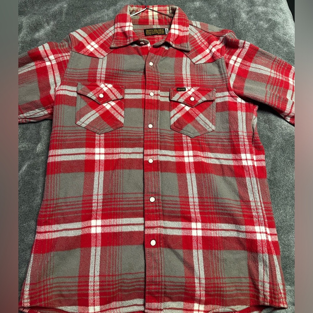 Ironheart Western Shirt Medium gray/red/white